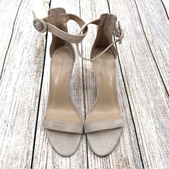 Banana Republic Women's Size 10 M Tan‎ Suede Ankle Strap Stiletto Heels - Picture 3 of 9